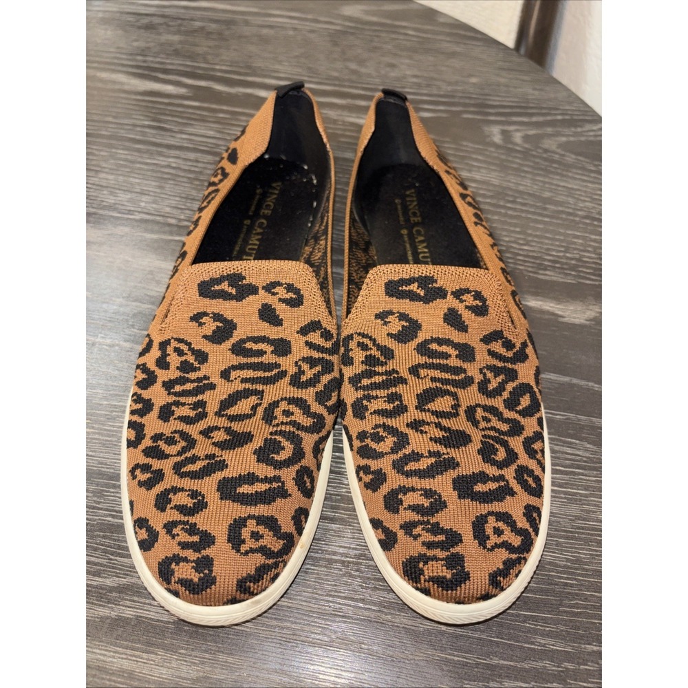 Vince Camuto Women Cabreli Sneaker Loafer Flats Brown Leopard Size 11 Washable